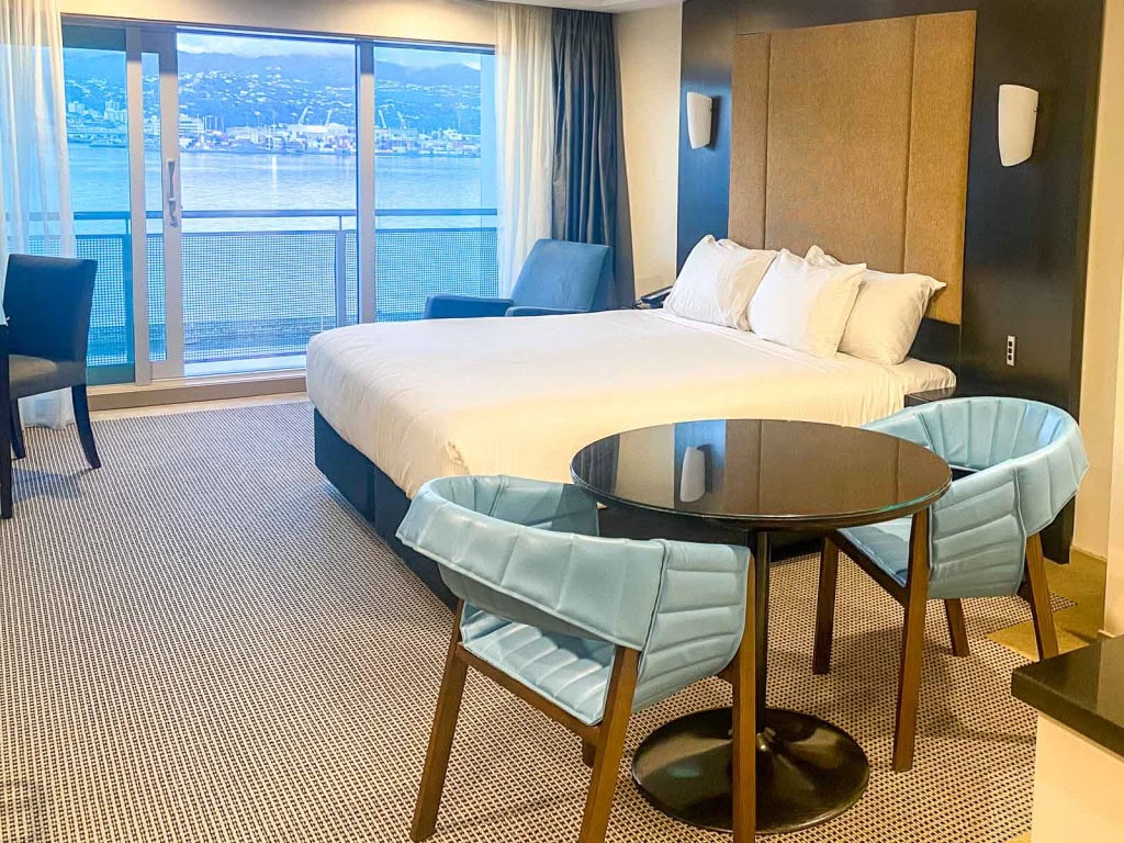A harbourview room at the Copthorne Hotel in Wellington.