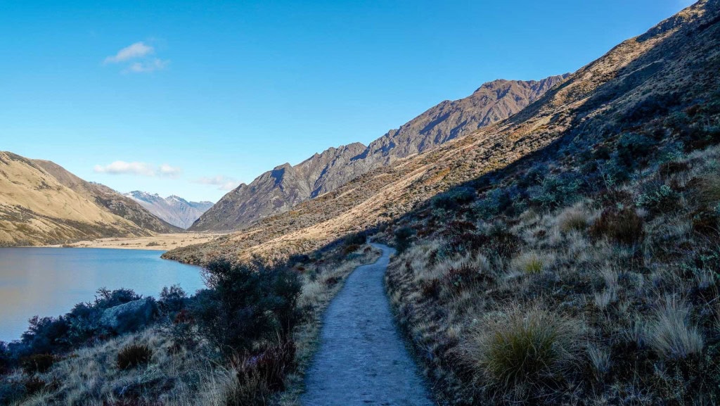 A ridgeline section of the trail on the Moke Lake Loop Track.