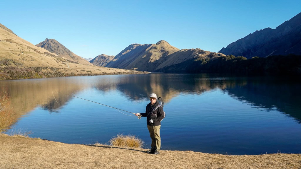 Ty from Weekend Path fly fishing at Moke Lake.